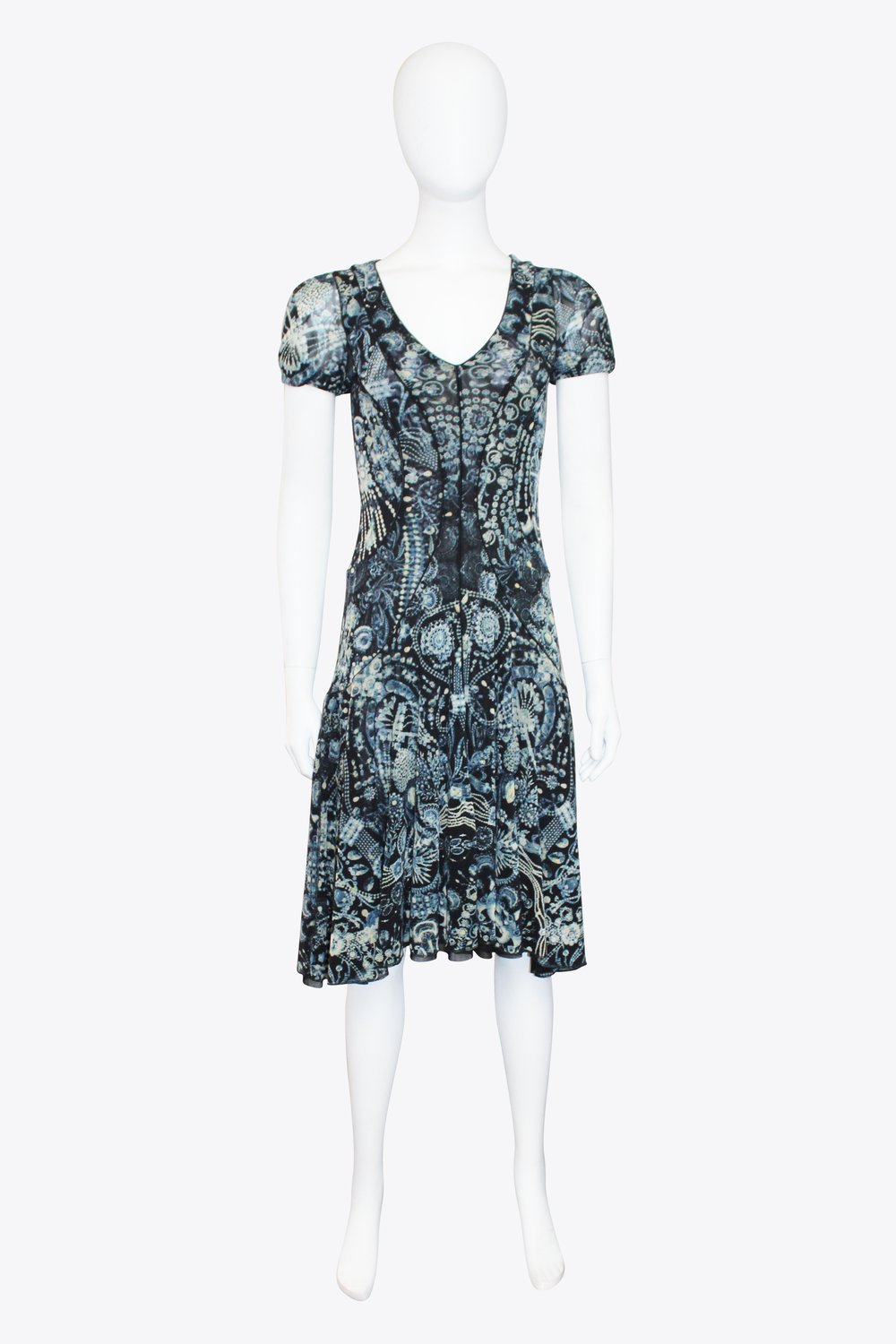 Jean Paul Gaultier Blue Graphic Jewel Print Dress