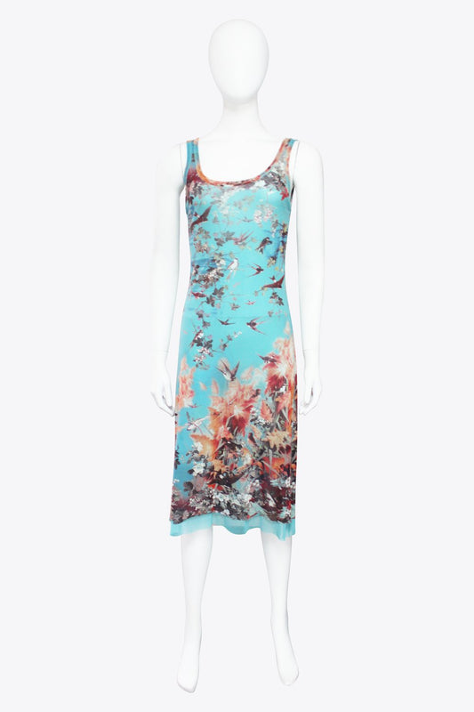 Jean Paul Gaultier Blue Floral Cherry Blossom Dress