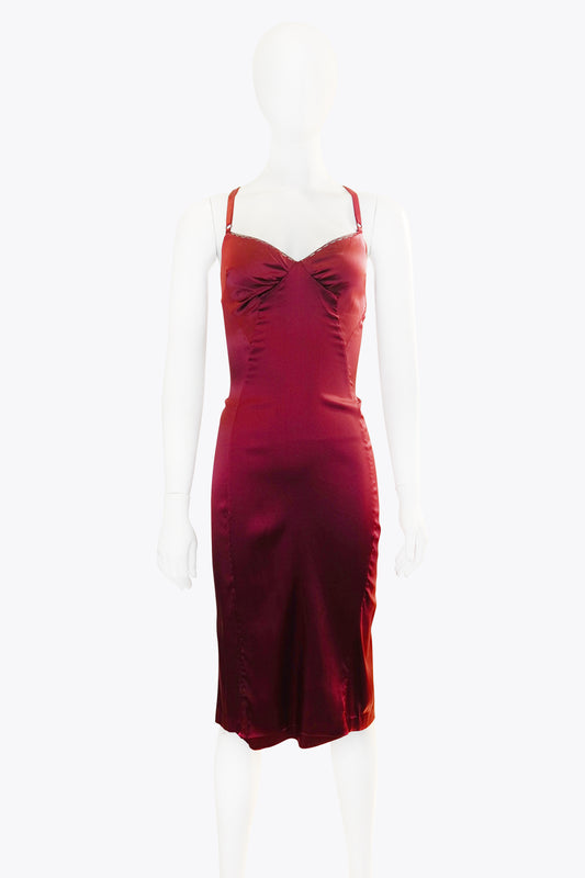 Dole & Gabbana Red Slip Midi Dress