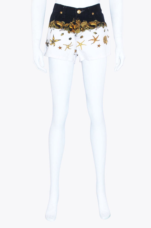 Versace Black & White Starfish Aquatic Shorts
