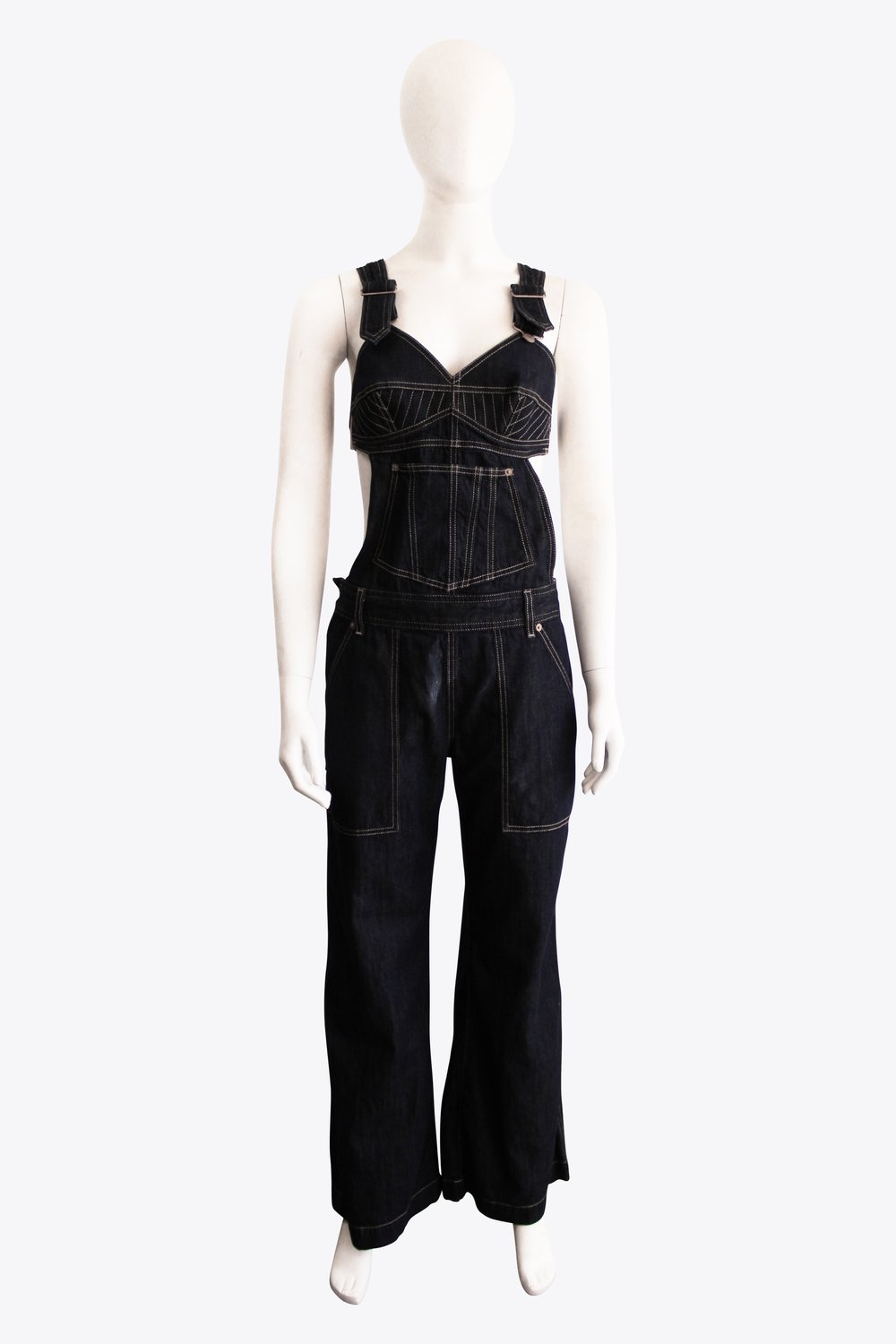 John Paul Gaultier Denim Overalls with Side Cut Outs