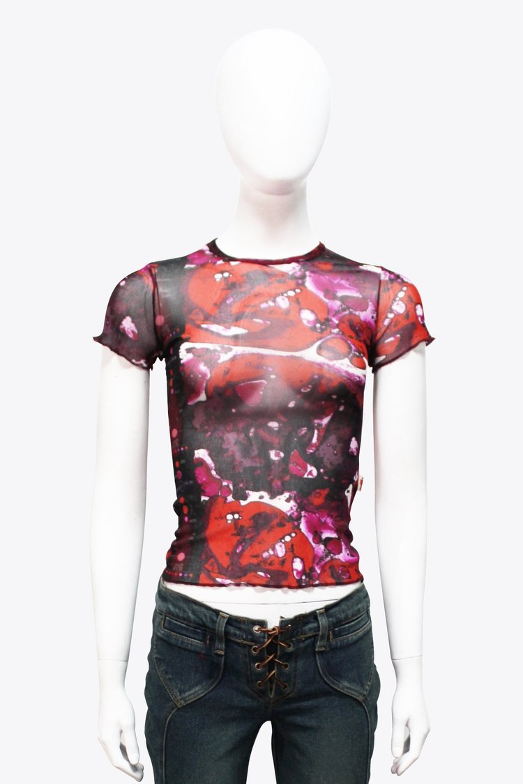 Jean Paul Gaultier Mesh Red/Purple Bacteria Top