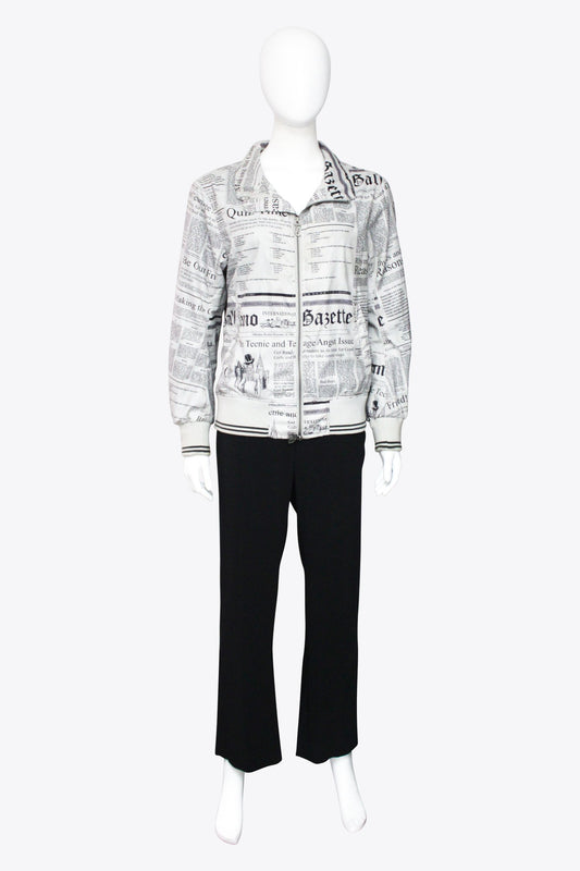 John Galliano Black & White Newspaper Print Jacket