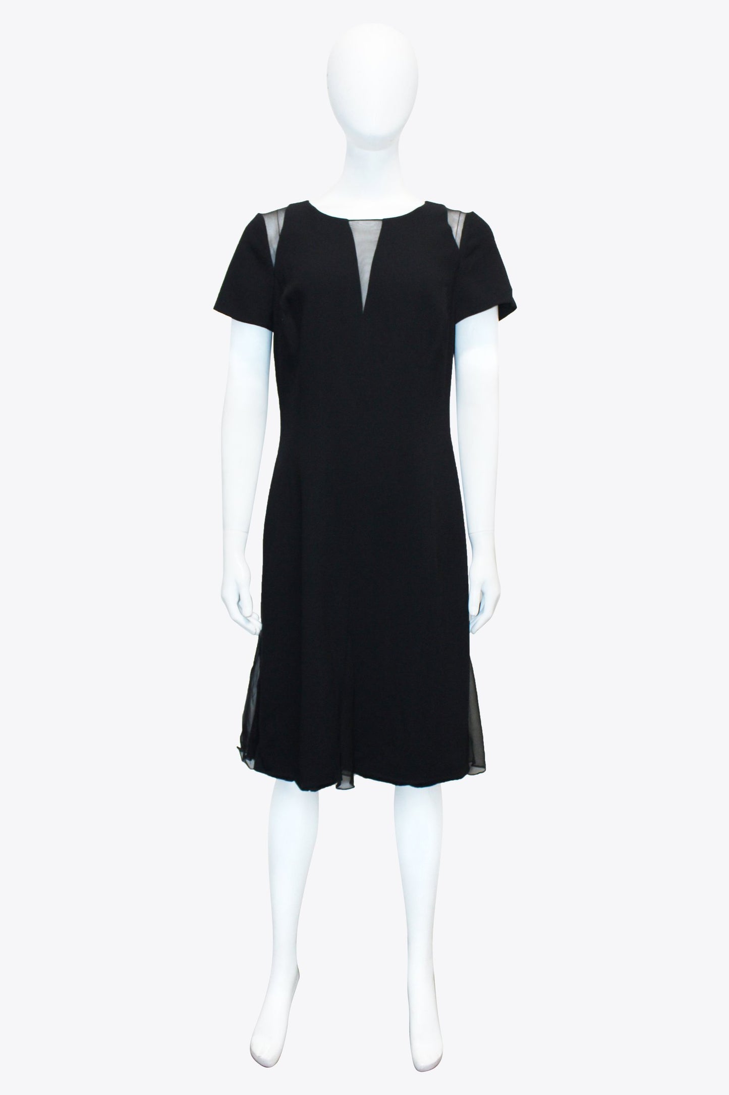 Oscar de la Renta Black Mesh Cutout Midi Dress