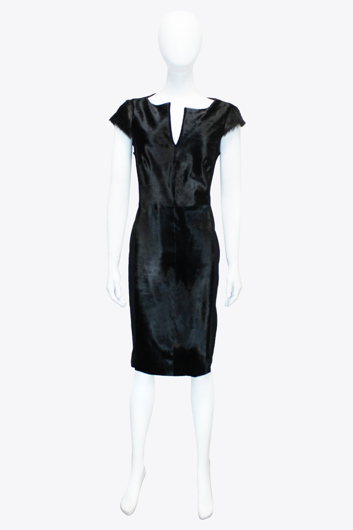 Escada Black Fur Midi Dress