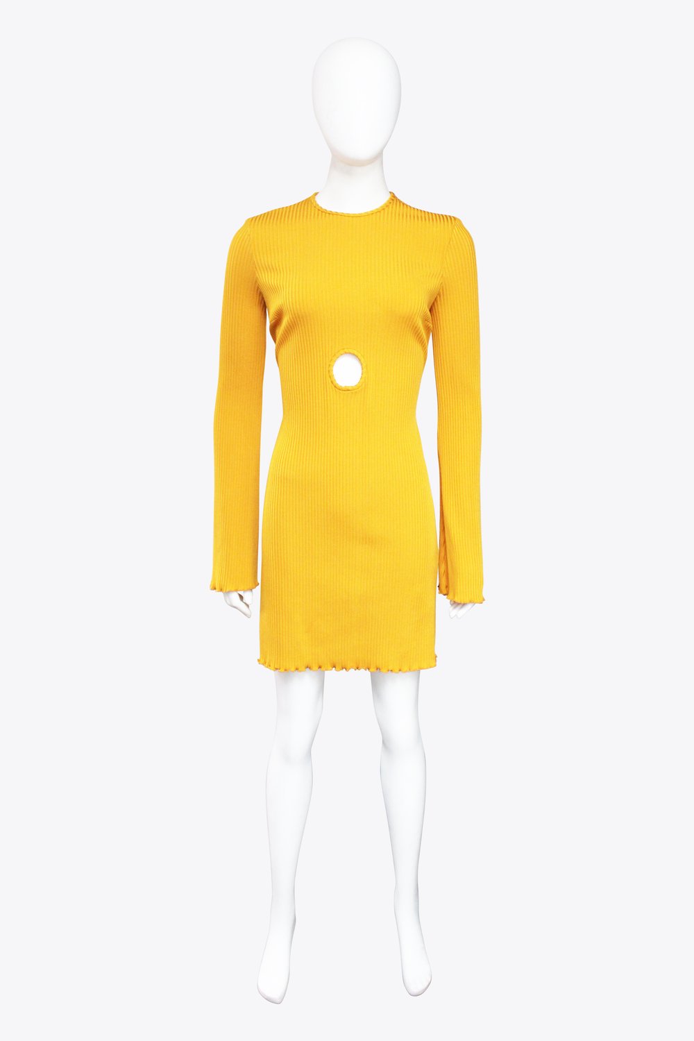 Ellery Yellow Long Sleeve Cut-Out Mini Dress