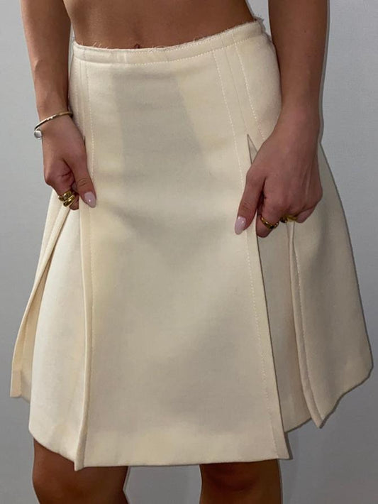 Miu Miu White Pleated Midi Skirt