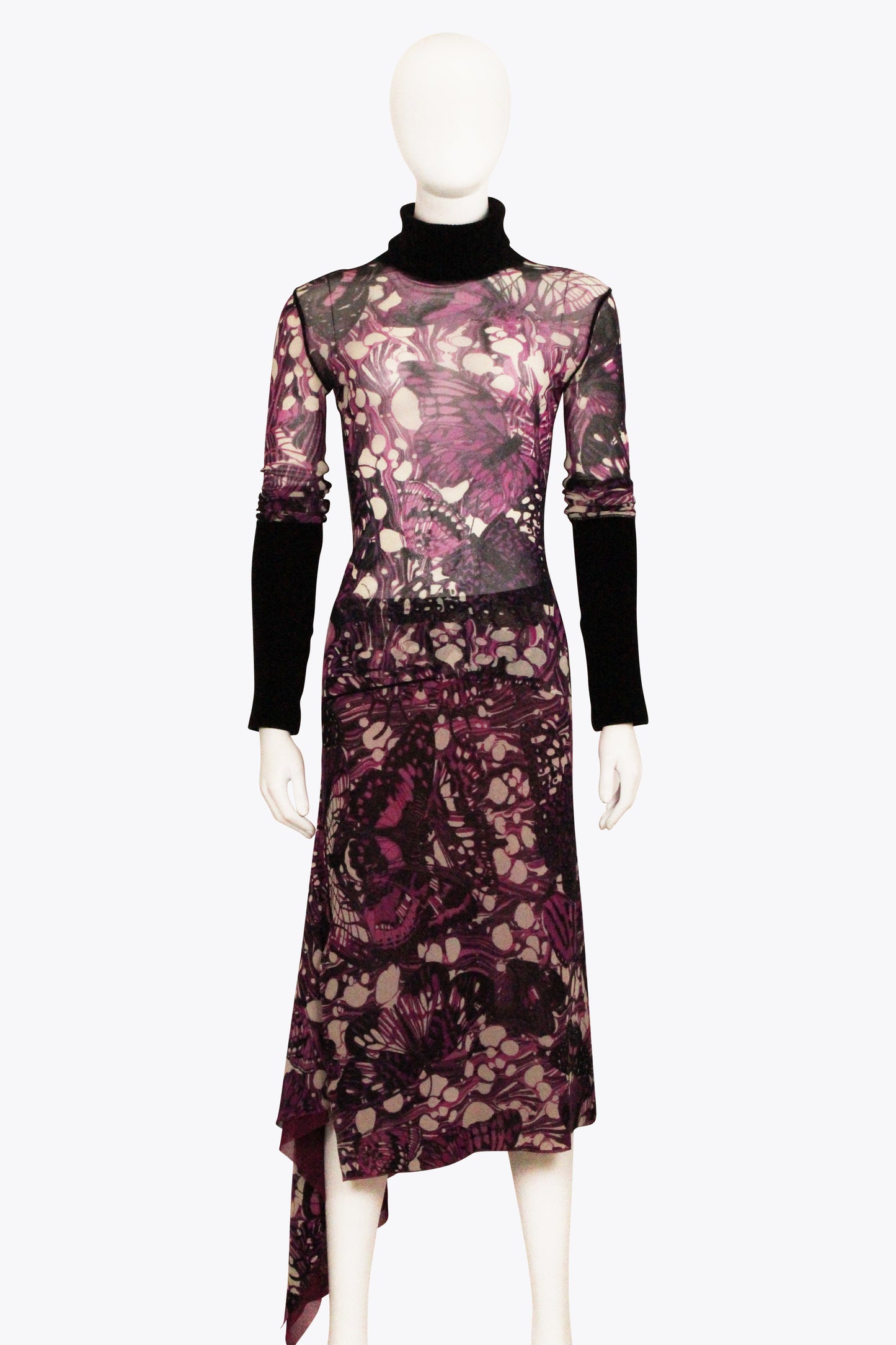 Jean Paul Gaultier Purple Butterfly Longsleeve & Skirt Set