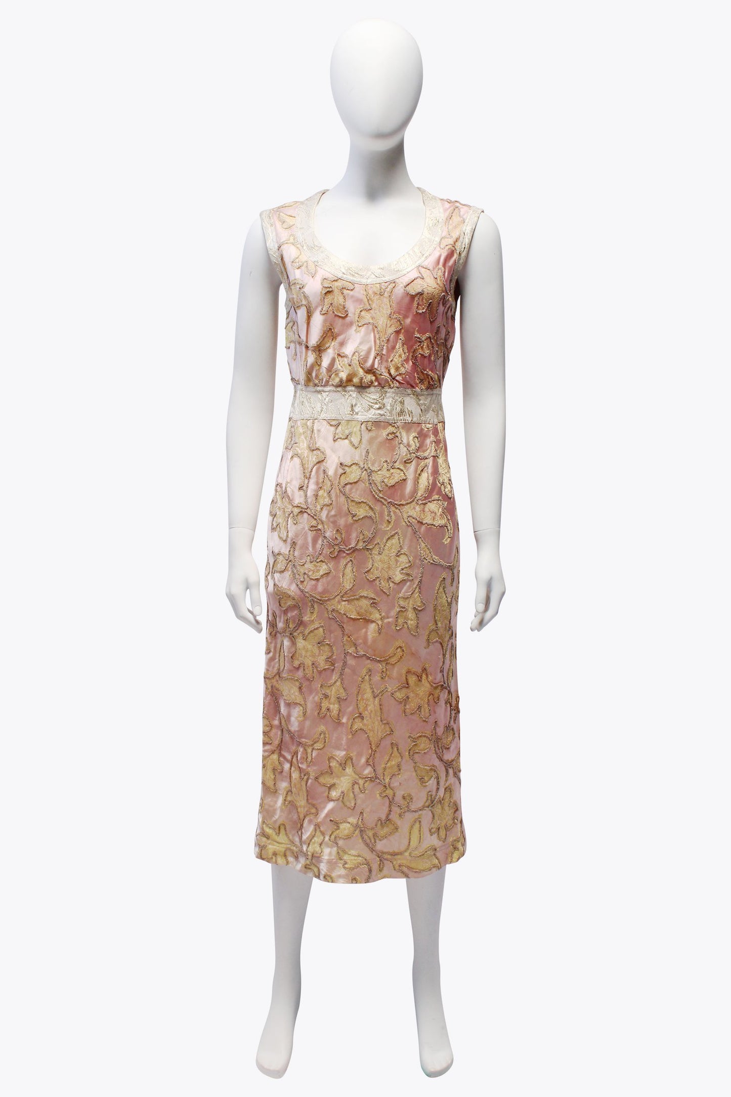 Gregory Parkinson Pink Dress With Gold Leaf Details