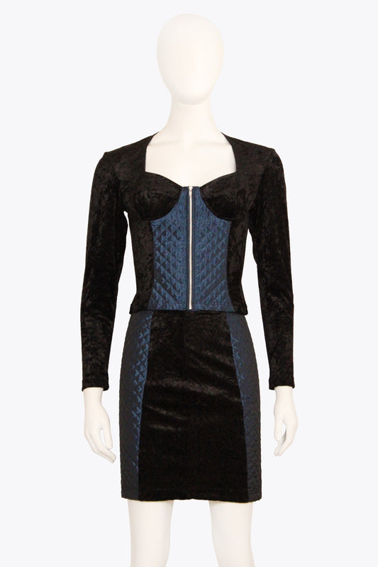 Junior Gaultier Black & Blue Velvet 2 Piece Set