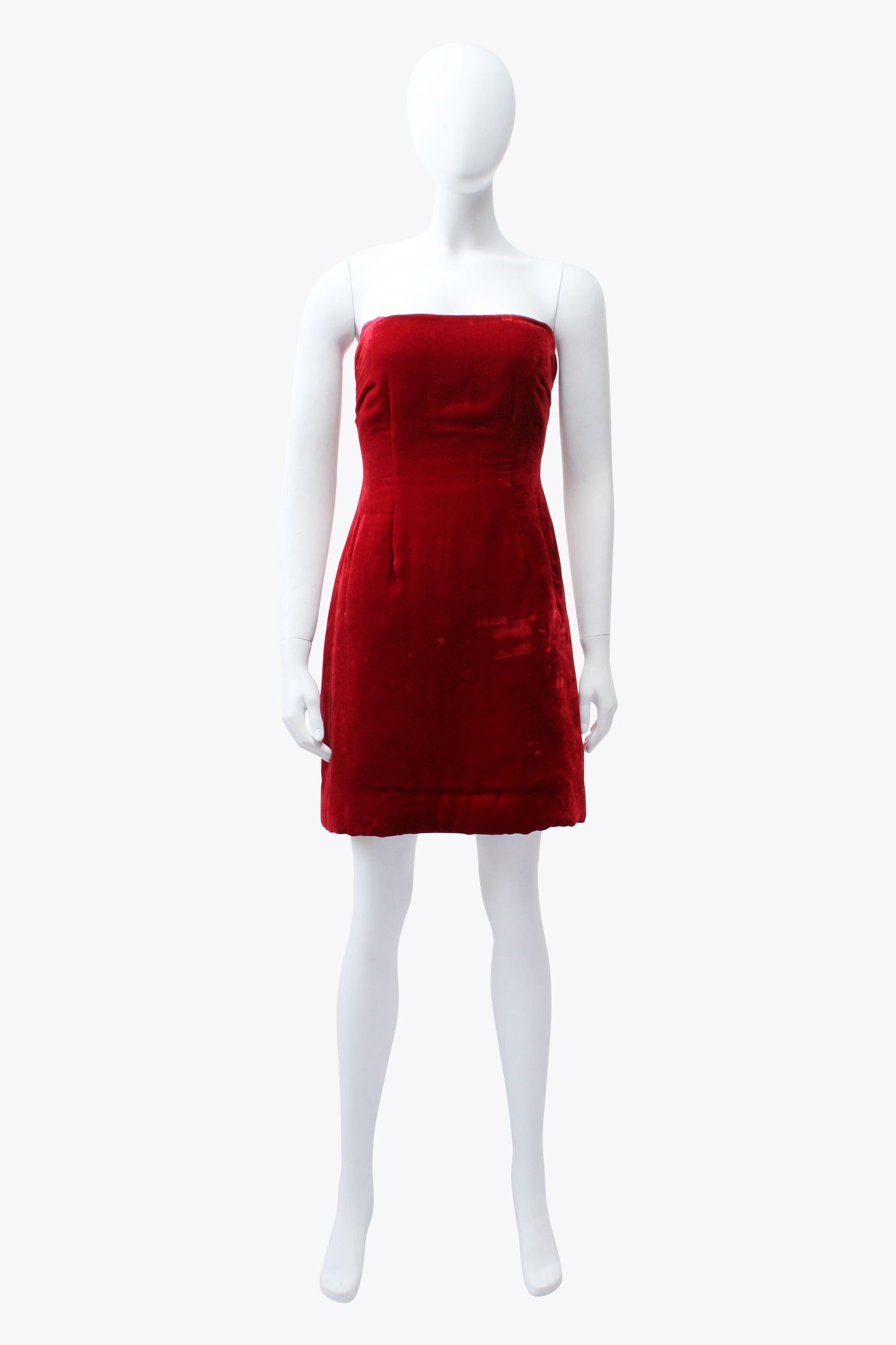 Donna Karan Red Velvet Strapless Dress