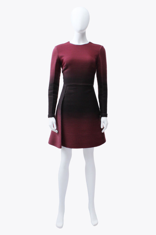 Elie Saab Red Gradient Long-Sleeve Dress