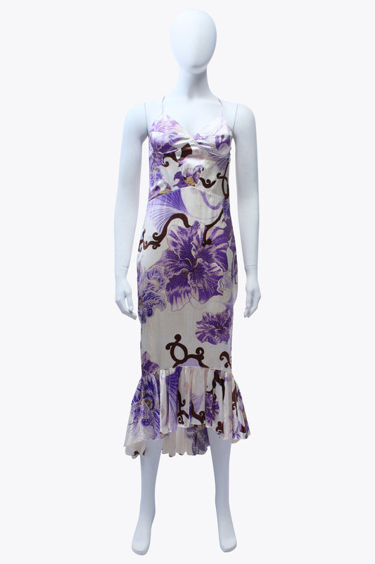 Just Cavalli Purple Floral Mermaid Dress