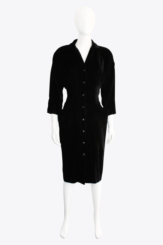 Thierry Mugler Black Velvet Suit Dress