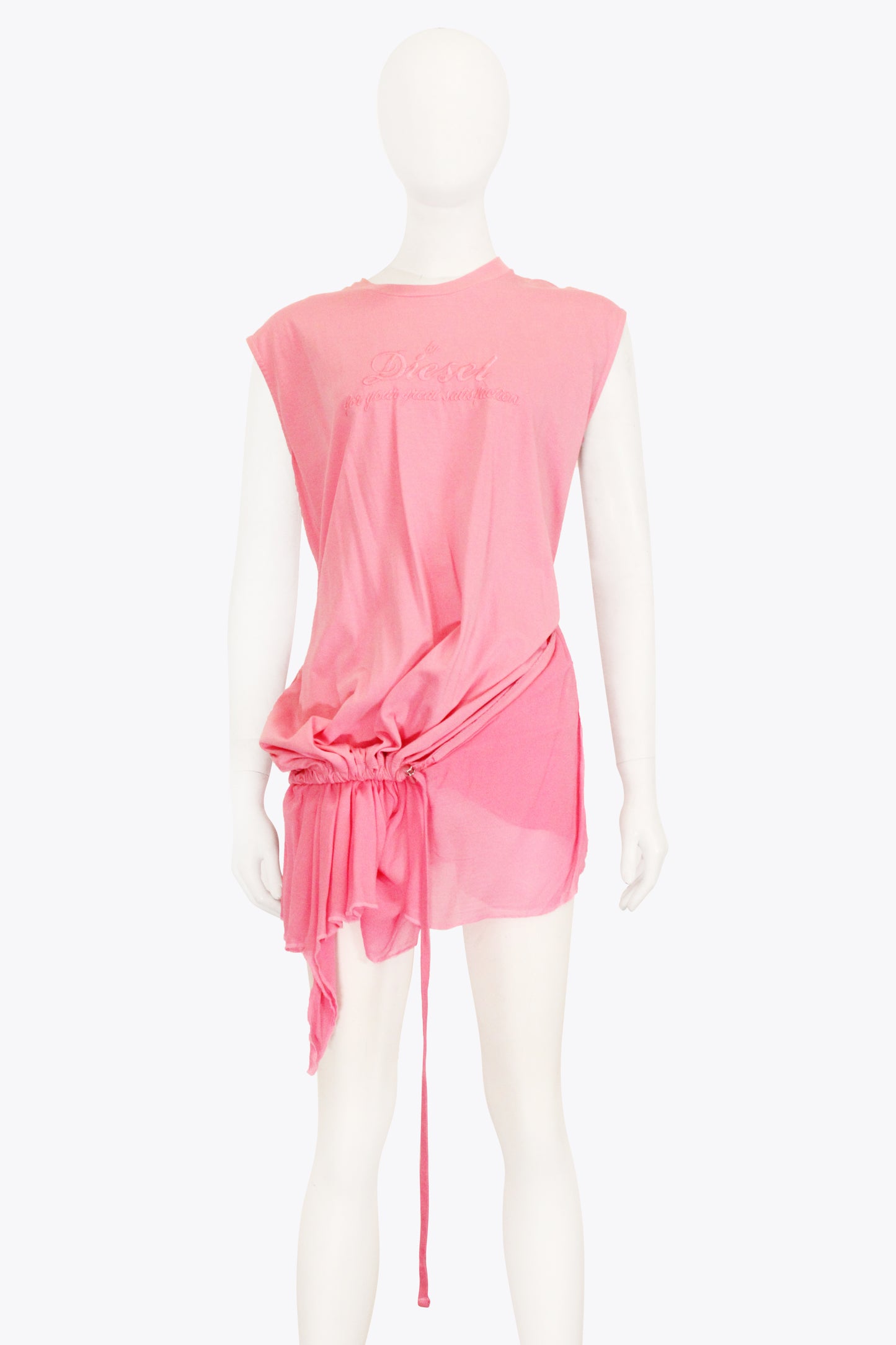 Diesel Pink T-Shirt Dress With Cinched Waist