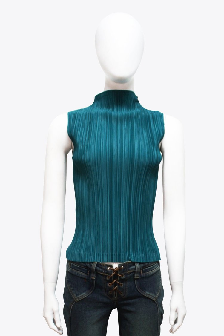 Issey Miyake Teal Sleeveless Top