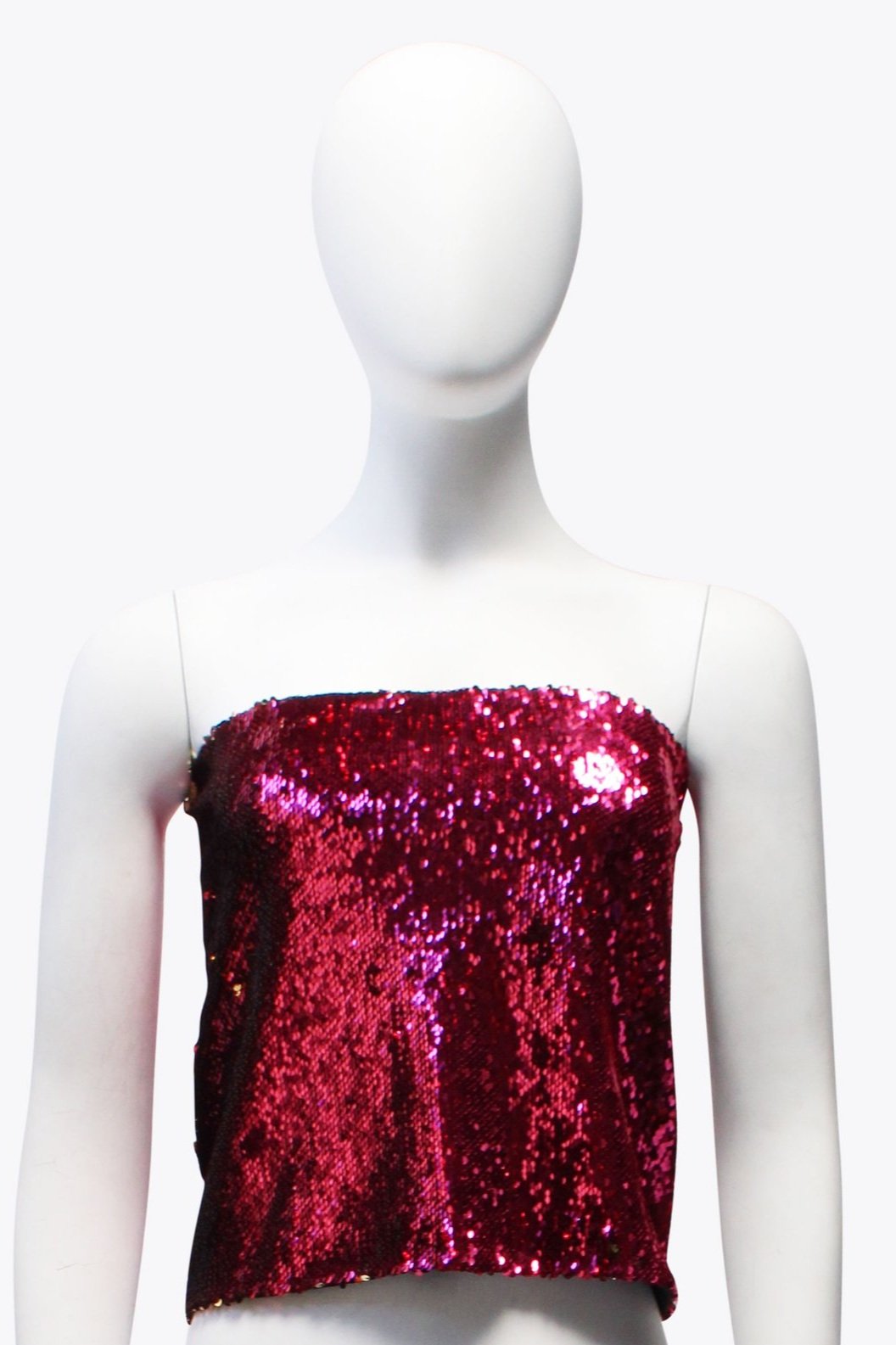 Alexandre Vauthier Pink Sequin Strapless Top