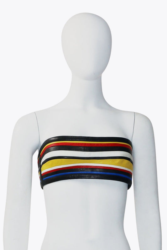 Balmain Rainbow Striped Leather Bandeau