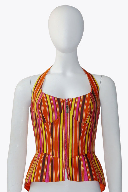 Mugler Orange Striped Corset