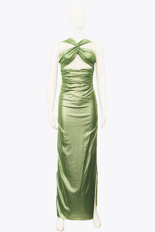 Baobab Green Metallic Maxi Dress w/ Cut Outs