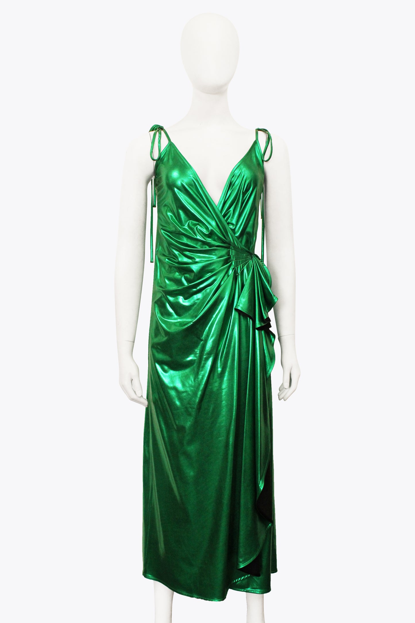 The Attico Green Shimmer Midi Dress