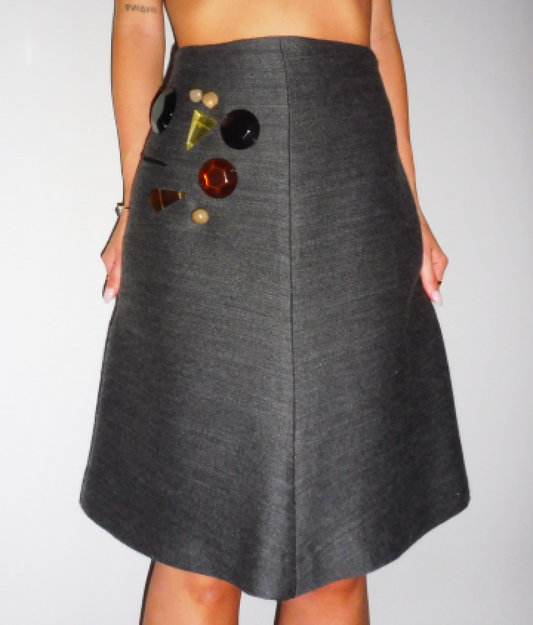 Marni Grey Skirt With Jewl Design Accent