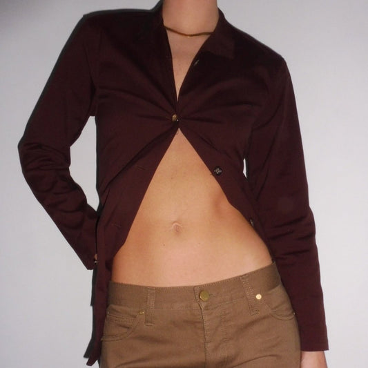 Jil Sander Brown Button Up Long Sleeve Top