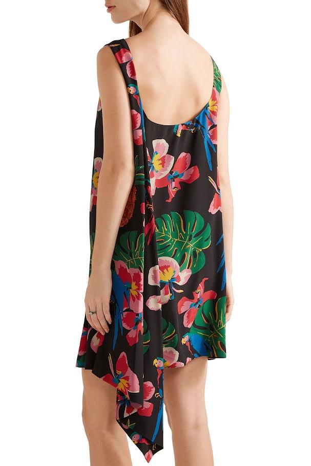 Valentino Tropical Floral Sleeveless Mini Dress