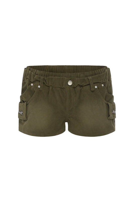 With Jean Olive Green Micro Mini Shorts