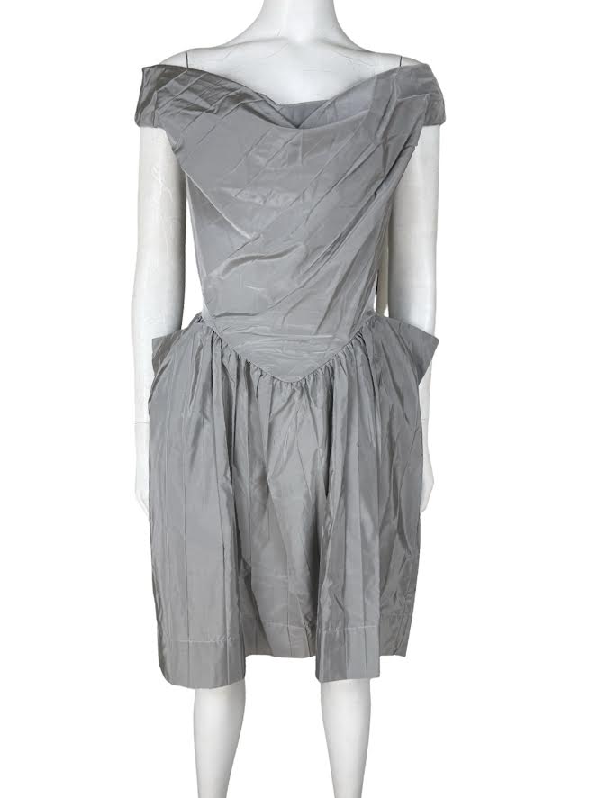 Vivienne Westwood Silver Scoop Neck Drop Waist Dress