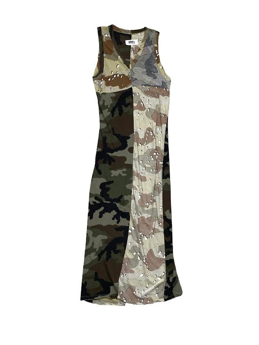 Maison Margiela Green Camo Sleeveless Maxi Dress