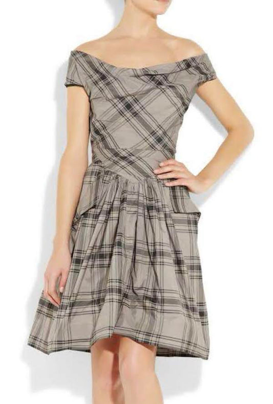 Vivienne Westwood Grey Plaid Drop Waist Dress