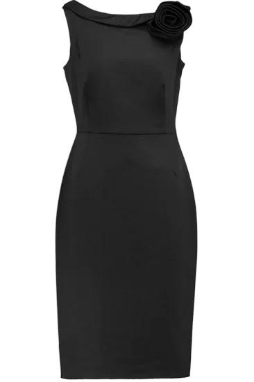 Valentino Black Sleeveless Midi Dress With Rose Detail