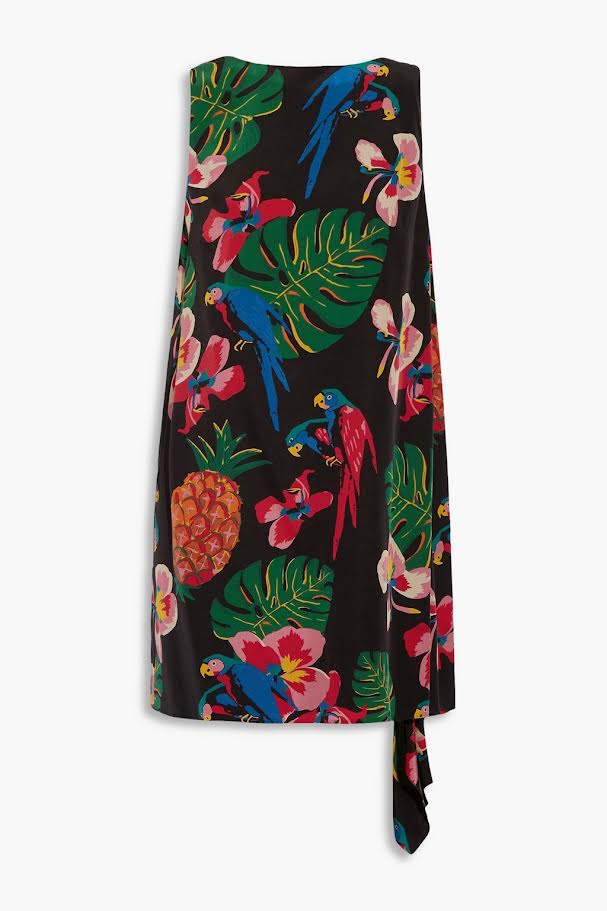 Valentino Tropical Floral Sleeveless Mini Dress