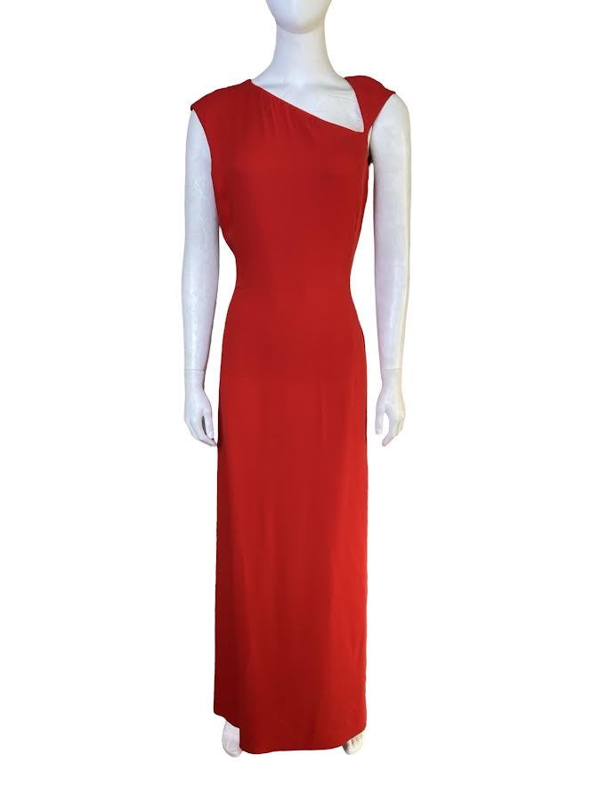 Valentino Red Asymmetrical Sleeveless Gown