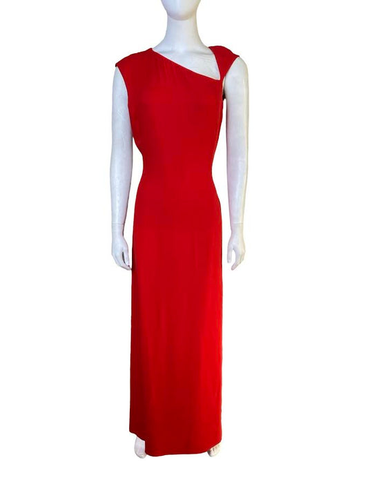 Valentino Red Asymmetrical Sleeveless Gown