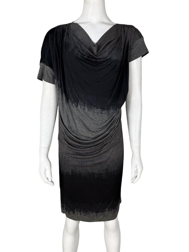 Vivienne Westwood Black Ombre Draped T-Shirt Midi Dress