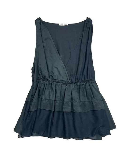 Miu Miu Black Peplum Sleeveless Top