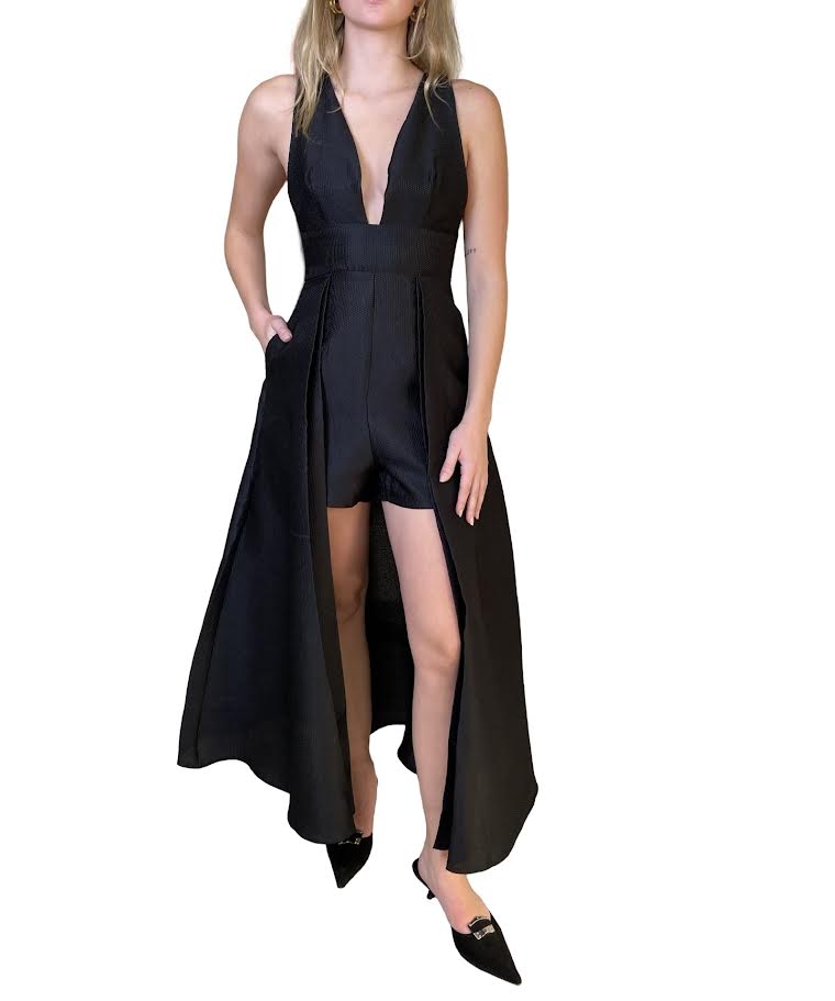 Valentino Black Gown With Built In Shorts