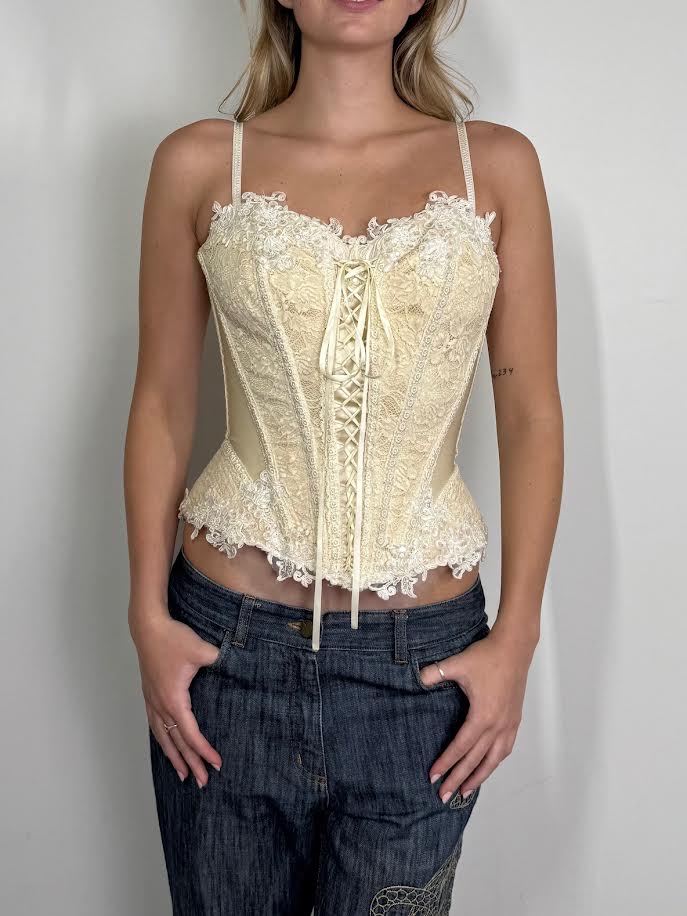 Catwalk Collection Cream Lace Corset