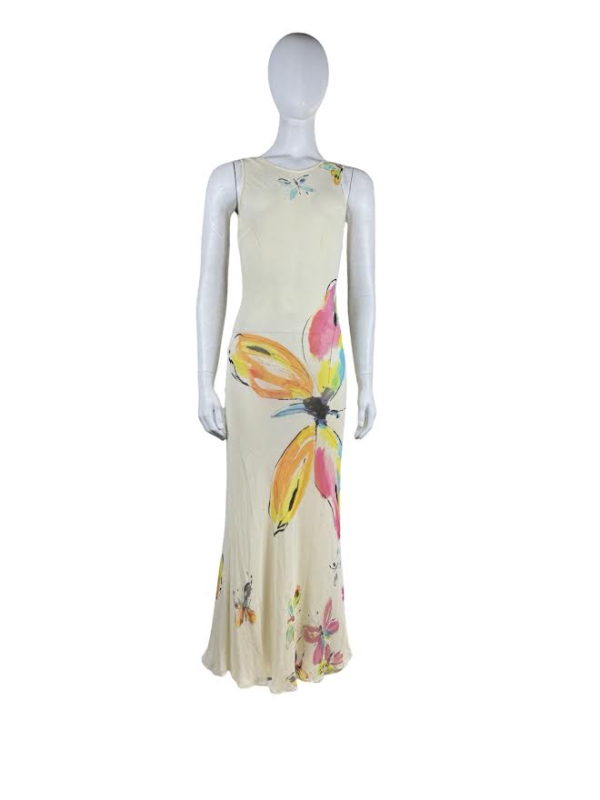 Moschino Cream Butterfly Maxi Dress