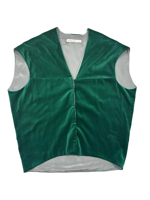 Balenciaga Green Velvet Sleeveless Vest Top