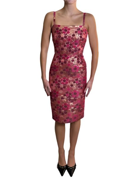 Dolce & Gabbana Pink Flower Sleeveless Midi Dress