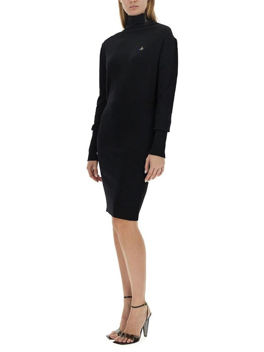 Vivienne Westwood Black Turtleneck Long Sleeve Sweater Dress