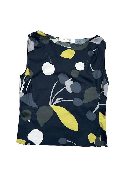 Miu Miu Black With Colored Design Sleeveless Top