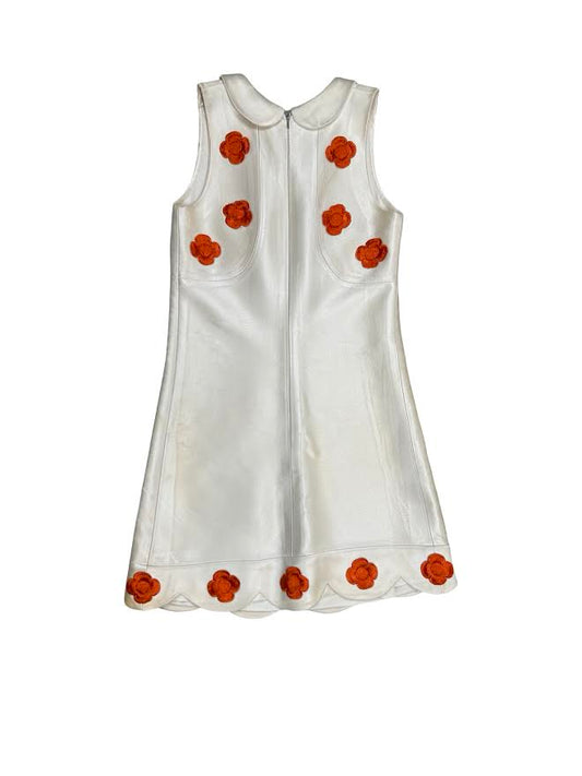 Courreges White Mini Dress With Red Flowers