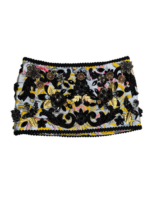 Dolce & Gabbana Black & Yellow Embroidered Mini Skirt