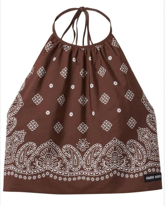 Miu Miu Brown Paisley Halter Top