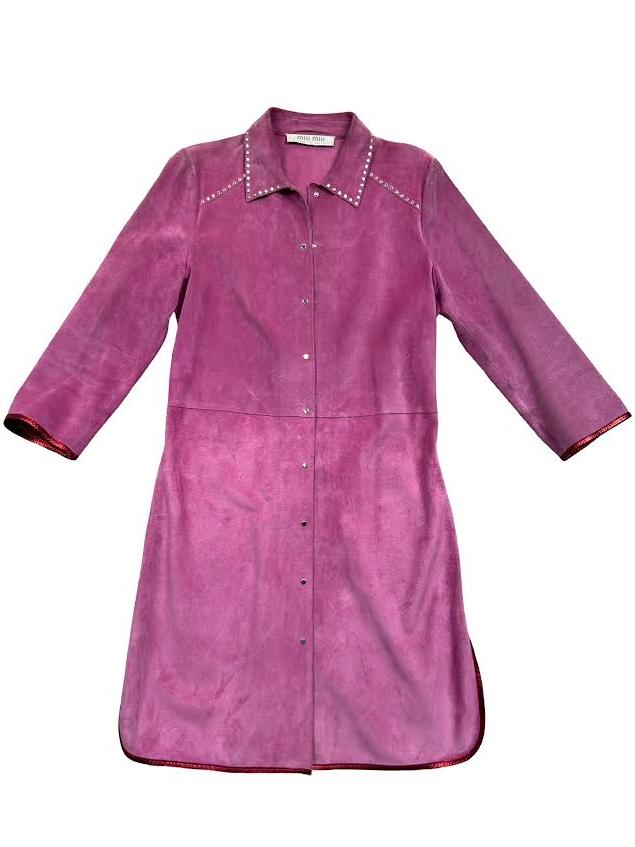 Miu Miu Pink Suede Long Jacket