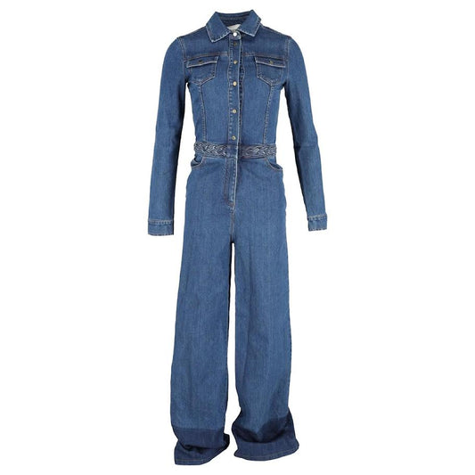 Valentino Denim Jumpsuit Long Sleeve With Braided Belt